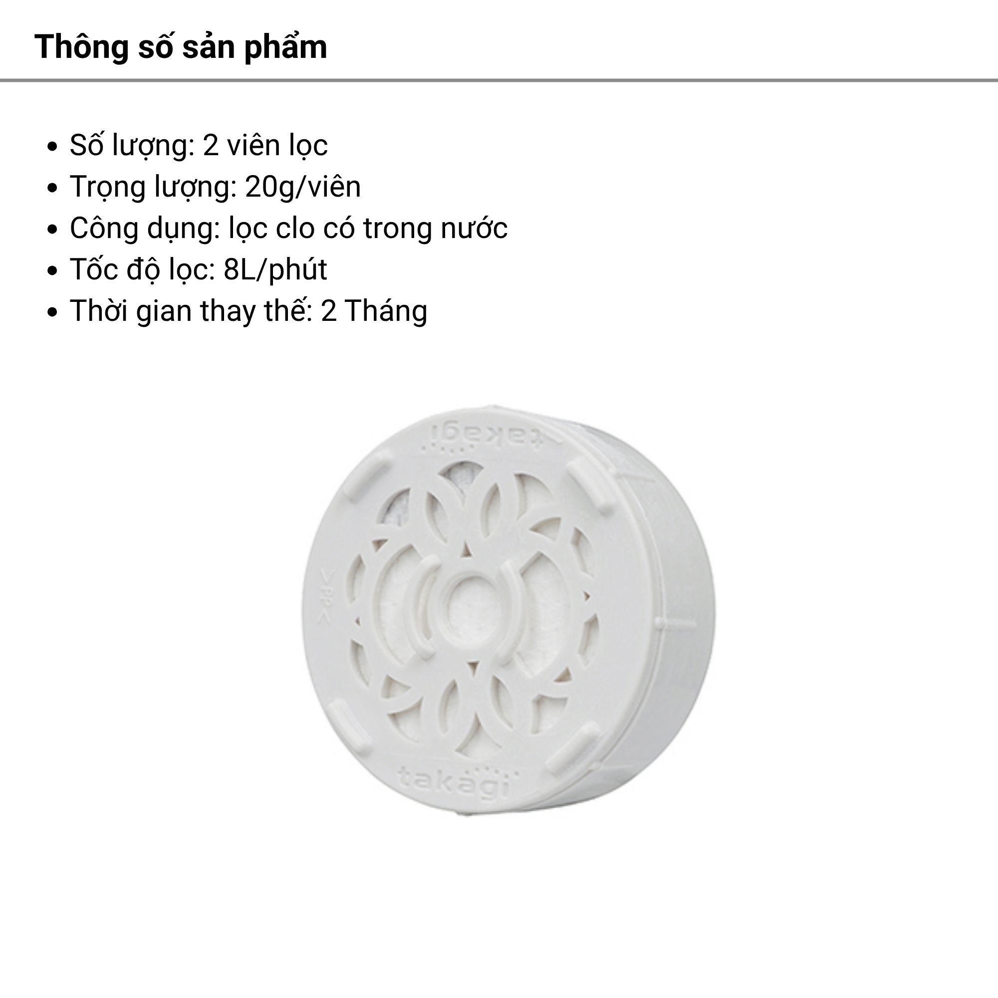 Viên lọc nước Miz-E Takagi (JSC001)