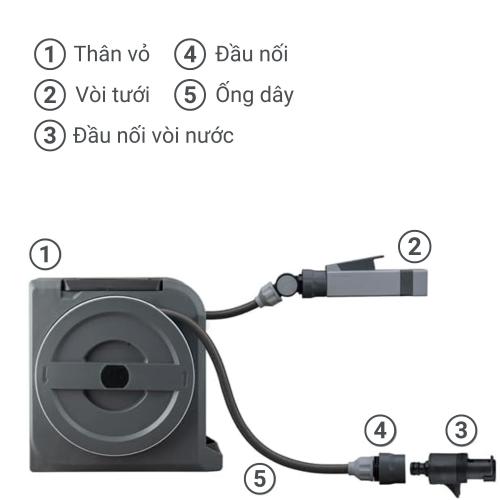 Bộ vòi thu rút tưới vườn Nano Next (BR)VN 15m RM1215CG