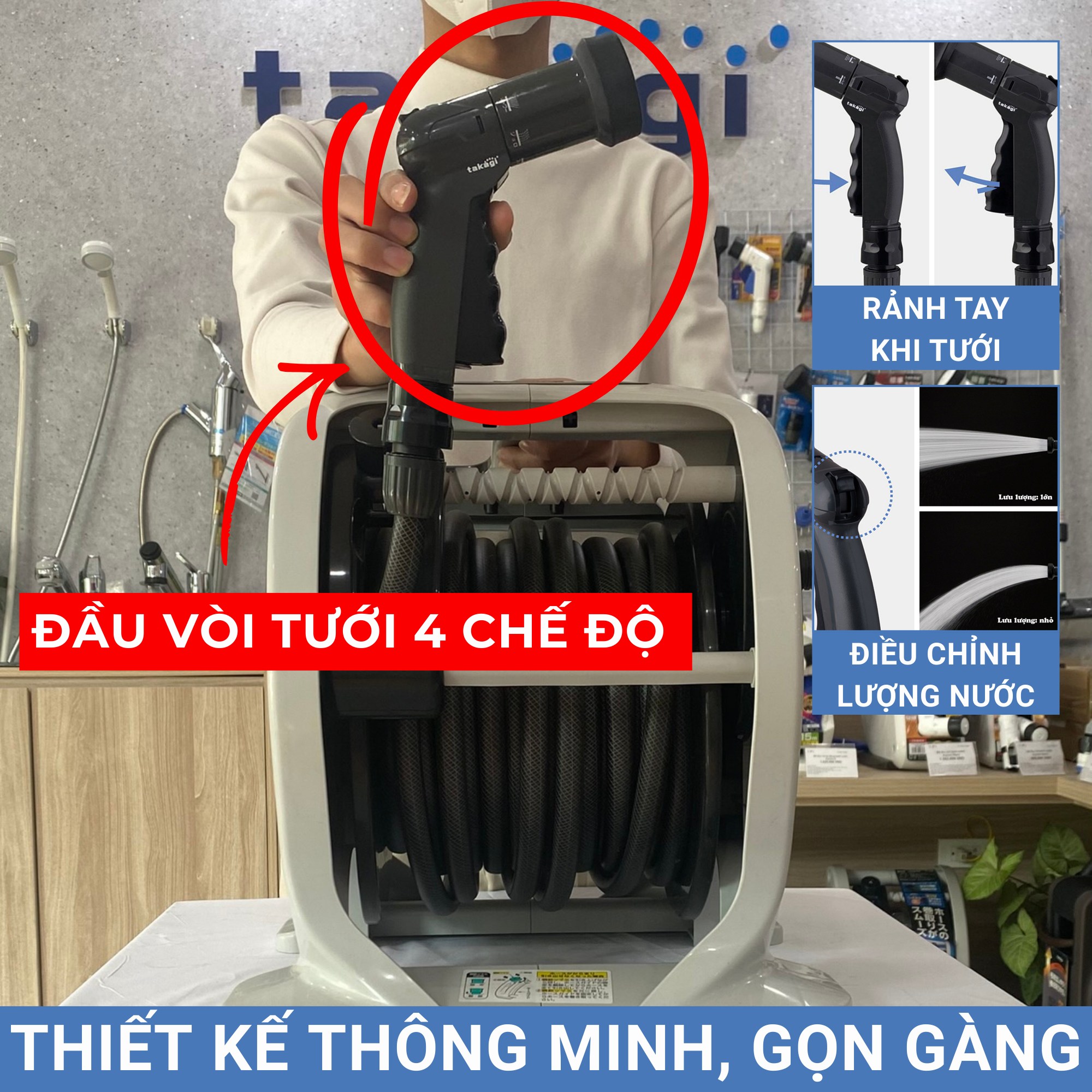 Bộ vòi thu rút tưới vườn Takagi Mercury 2 Twister (CG) 30m RT330CG