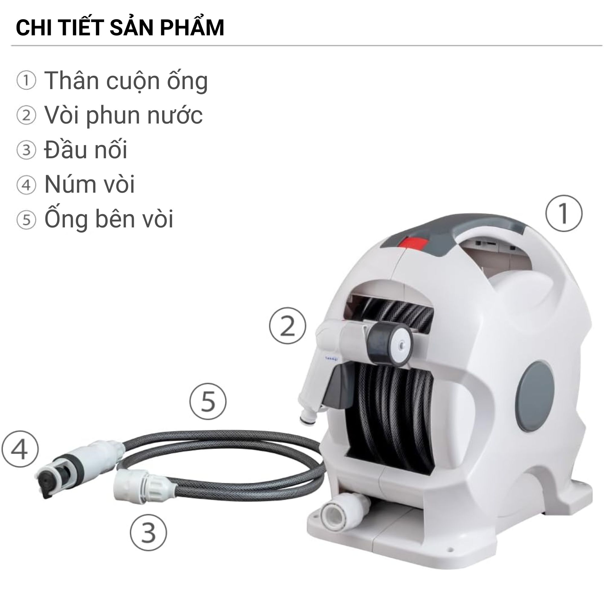 Bộ Cuộn Ống Tưới Cây Tự Động 15m Takagi R715CG - Giải Pháp Chăm Sóc Sân Vườn Toàn Diện