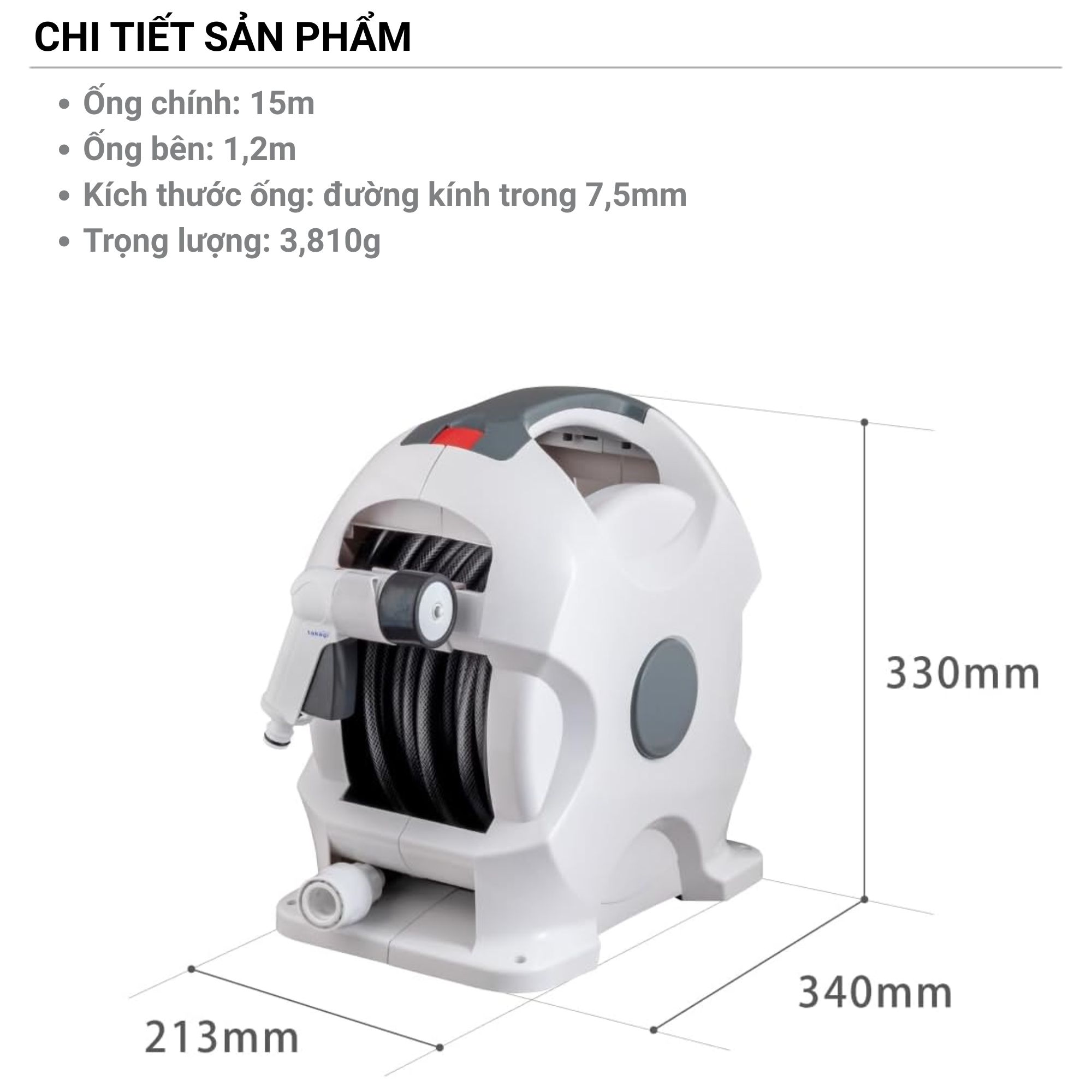 Bộ Cuộn Ống Tưới Cây Tự Động 15m Takagi R715CG - Giải Pháp Chăm Sóc Sân Vườn Toàn Diện